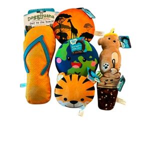 Play On Doggijuana Dog Toy Bundle 6pc New Multicolor Plush Squeaker‎ Refillable